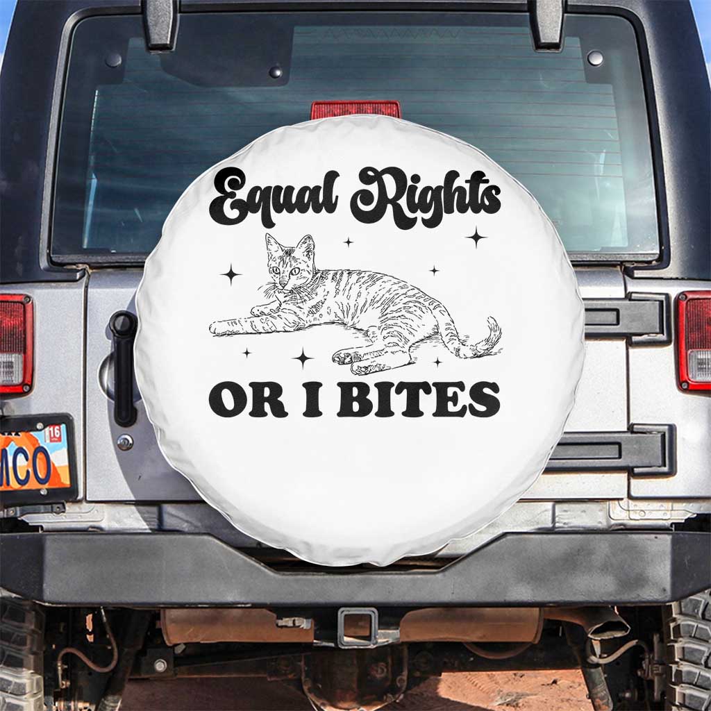 Feminist Cat Spare Tire Cover Equal Rights or I Bites Human Rights - Wonder Print Shop