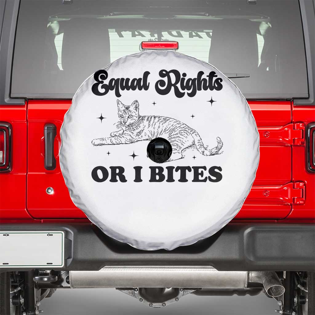 Feminist Cat Spare Tire Cover Equal Rights or I Bites Human Rights - Wonder Print Shop