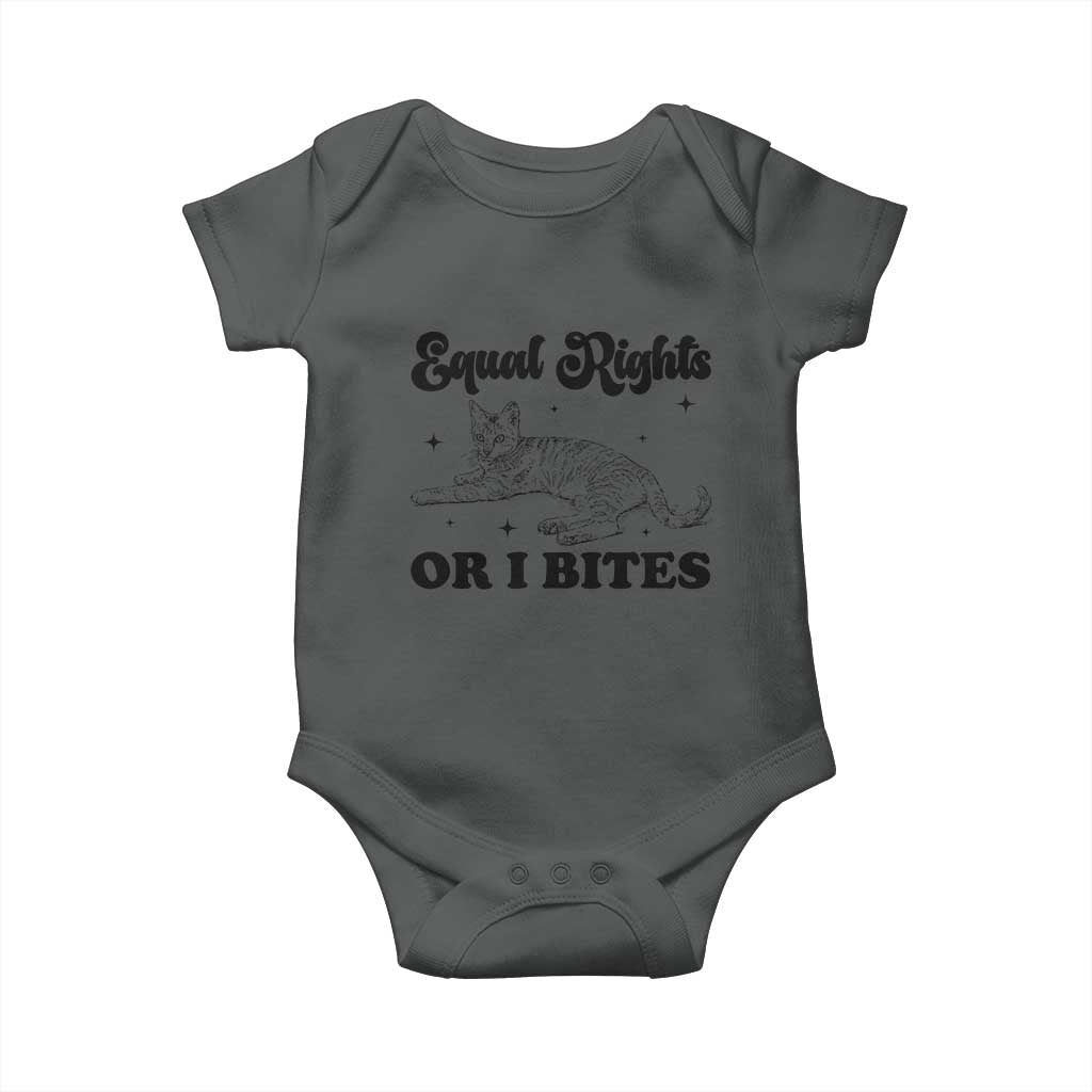Feminist Cat Baby Onesie Equal Rights or I Bites Human Rights - Wonder Print Shop