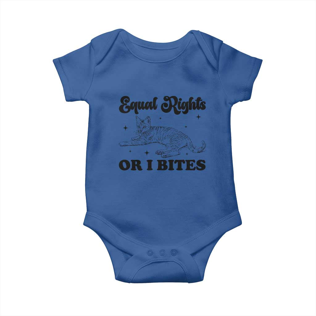 Feminist Cat Baby Onesie Equal Rights or I Bites Human Rights - Wonder Print Shop