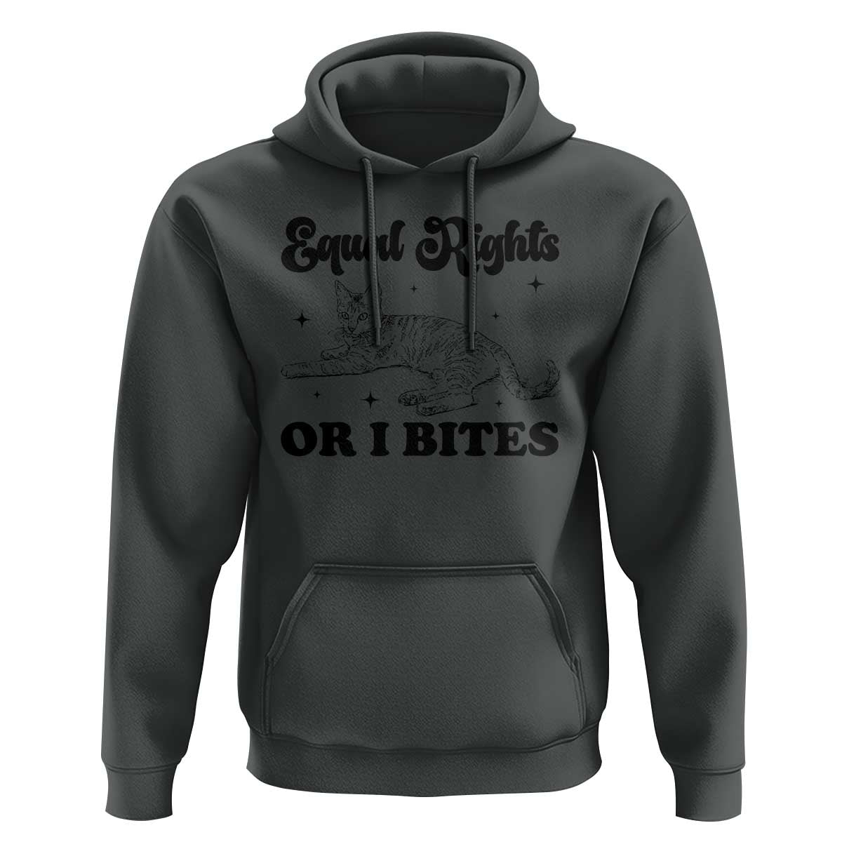 Feminist Cat Hoodie Equal Rights or I Bites Human Rights - Wonder Print Shop
