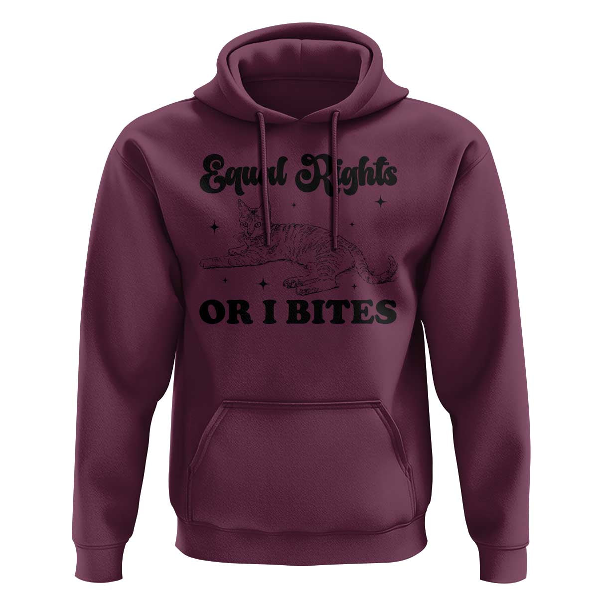 Feminist Cat Hoodie Equal Rights or I Bites Human Rights - Wonder Print Shop