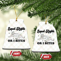 Feminist Cat Ceramic Ornament Equal Rights or I Bites Human Rights - Wonder Print Shop