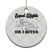 Feminist Cat Ceramic Ornament Equal Rights or I Bites Human Rights - Wonder Print Shop
