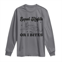 Feminist Cat Long Sleeve Shirt Equal Rights or I Bites Human Rights - Wonder Print Shop
