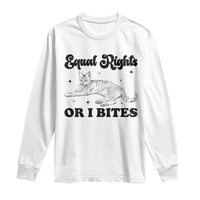 Feminist Cat Long Sleeve Shirt Equal Rights or I Bites Human Rights - Wonder Print Shop