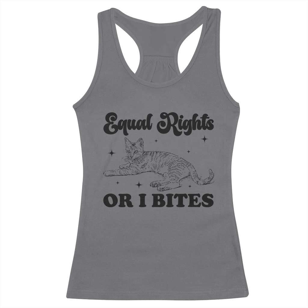 Feminist Cat Racerback Tank Top Equal Rights or I Bites Human Rights - Wonder Print Shop