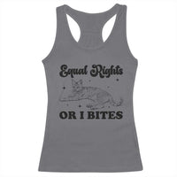 Feminist Cat Racerback Tank Top Equal Rights or I Bites Human Rights - Wonder Print Shop
