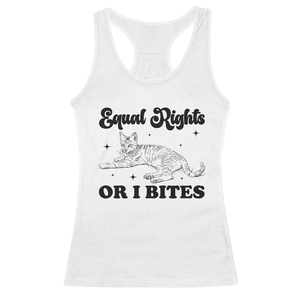 Feminist Cat Racerback Tank Top Equal Rights or I Bites Human Rights - Wonder Print Shop
