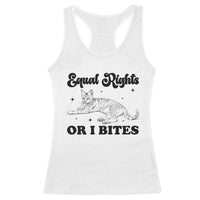 Feminist Cat Racerback Tank Top Equal Rights or I Bites Human Rights - Wonder Print Shop