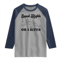 Feminist Cat Raglan Shirt Equal Rights or I Bites Human Rights - Wonder Print Shop