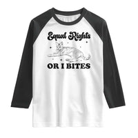 Feminist Cat Raglan Shirt Equal Rights or I Bites Human Rights - Wonder Print Shop