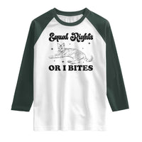 Feminist Cat Raglan Shirt Equal Rights or I Bites Human Rights - Wonder Print Shop