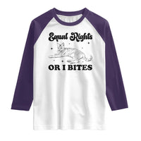 Feminist Cat Raglan Shirt Equal Rights or I Bites Human Rights - Wonder Print Shop