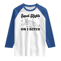 Feminist Cat Raglan Shirt Equal Rights or I Bites Human Rights - Wonder Print Shop