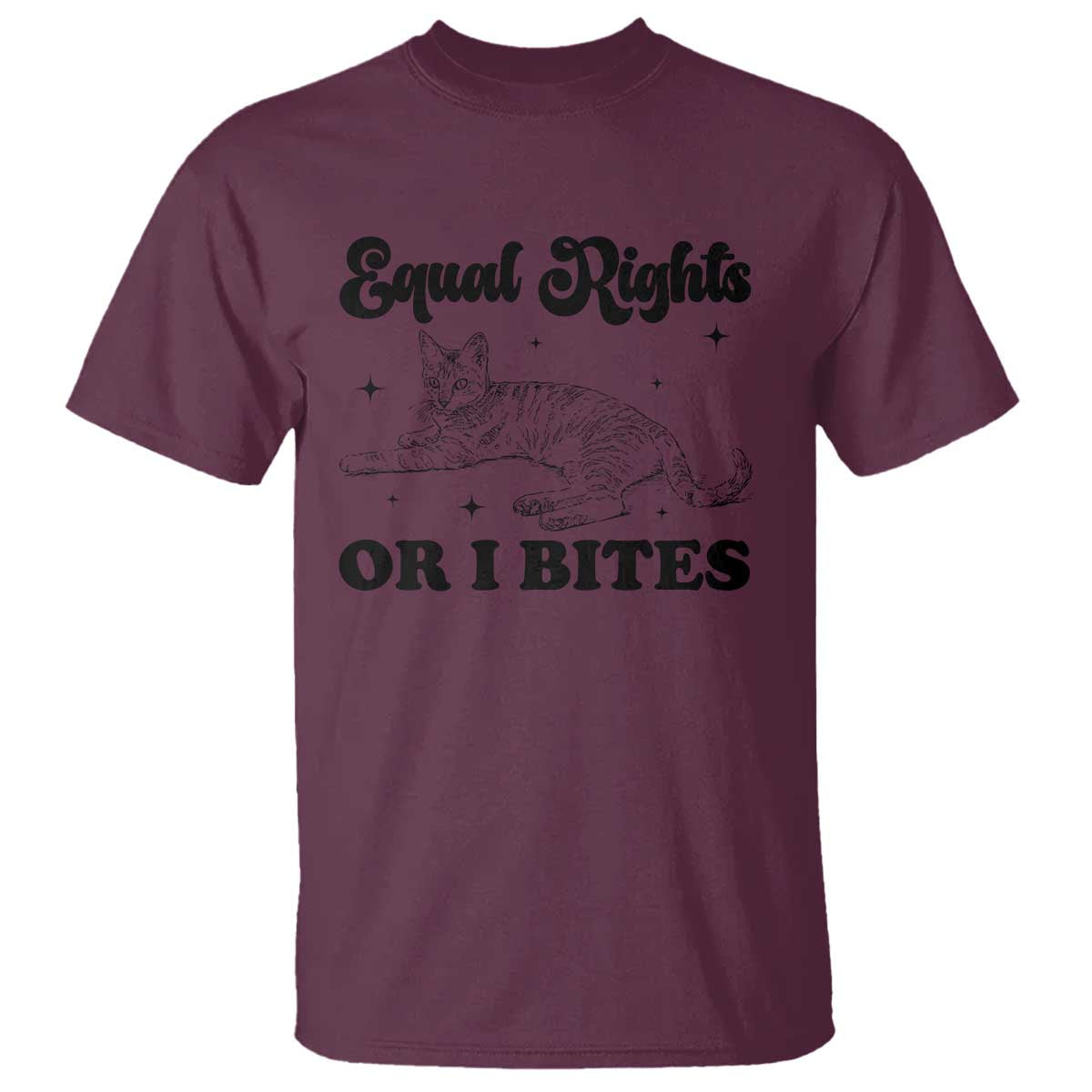 Feminist Cat T Shirt Equal Rights or I Bites Human Rights - Wonder Print Shop