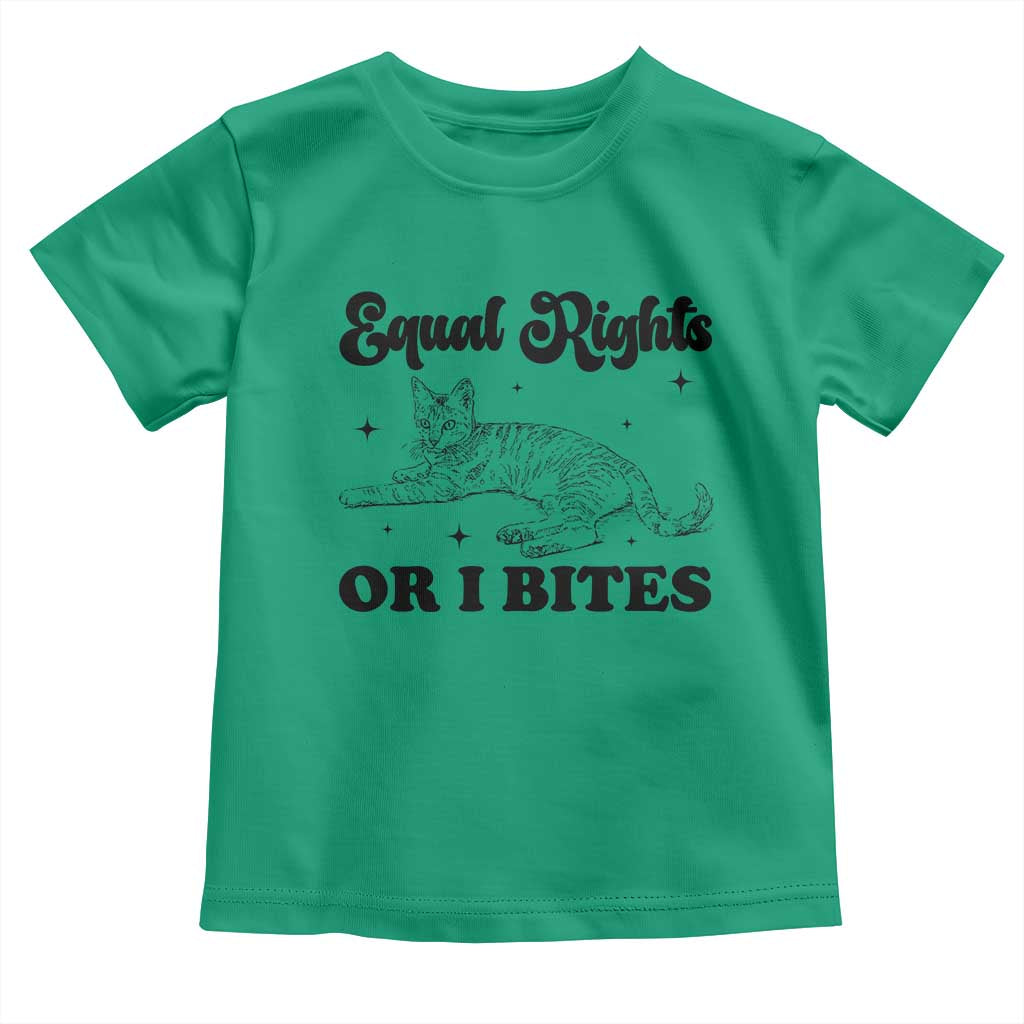 Feminist Cat Toddler T Shirt Equal Rights or I Bites Human Rights - Wonder Print Shop