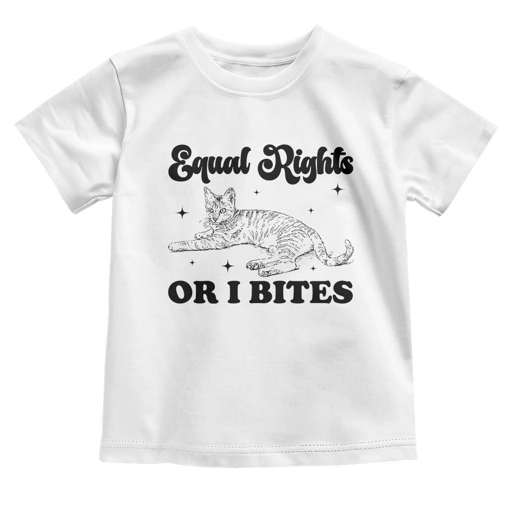 Feminist Cat Toddler T Shirt Equal Rights or I Bites Human Rights - Wonder Print Shop