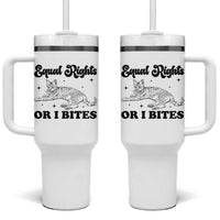 Feminist Cat Tumbler With Handle Equal Rights or I Bites Human Rights - Wonder Print Shop