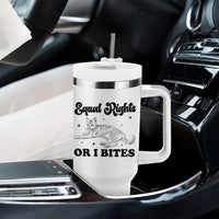 Feminist Cat Tumbler With Handle Equal Rights or I Bites Human Rights - Wonder Print Shop