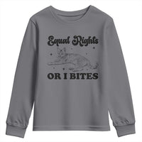 Feminist Cat Youth Sweatshirt Equal Rights or I Bites Human Rights - Wonder Print Shop