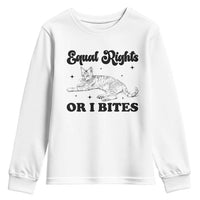 Feminist Cat Youth Sweatshirt Equal Rights or I Bites Human Rights - Wonder Print Shop