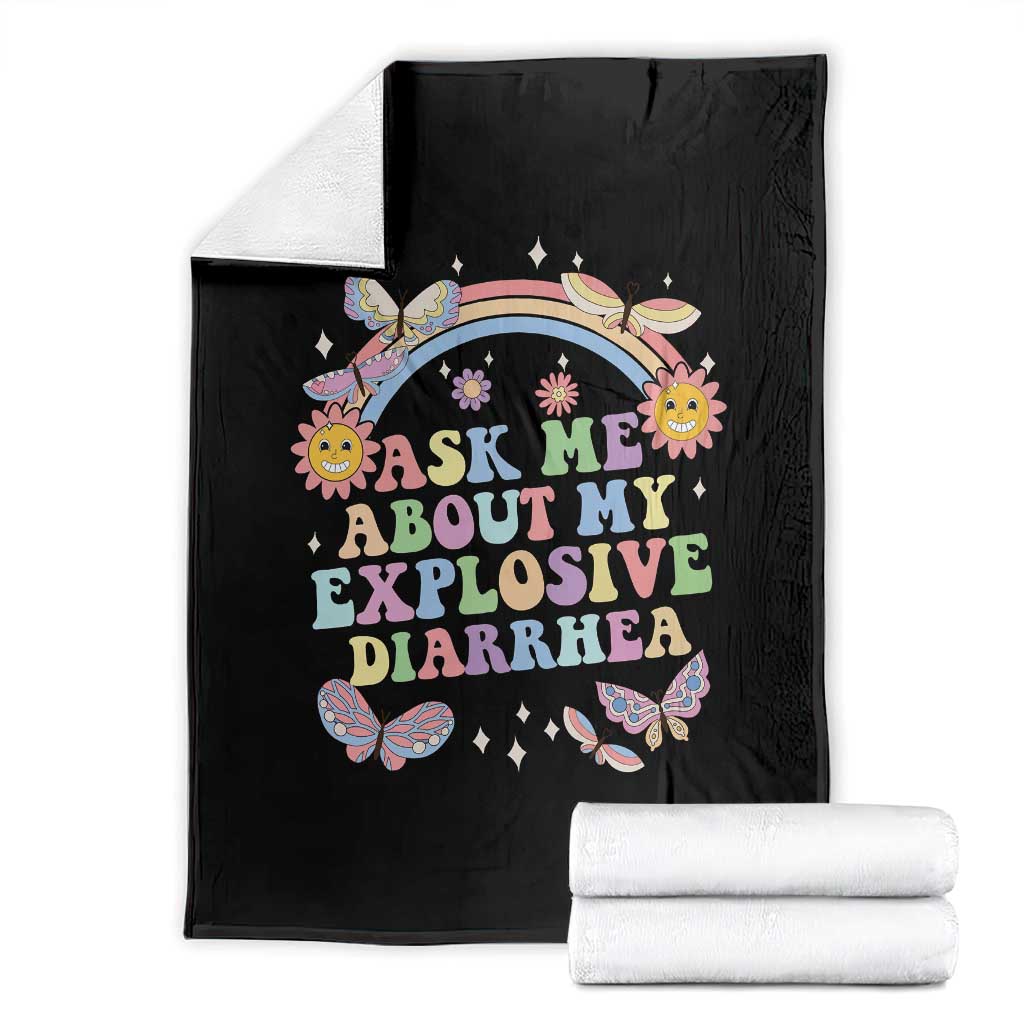 Ask Me About My Explosive Diarrhea Throw Blanket Funny Edgy Adult Humor - Wonder Print Shop
