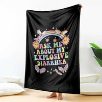 Ask Me About My Explosive Diarrhea Throw Blanket Funny Edgy Adult Humor - Wonder Print Shop