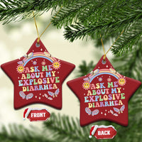 Ask Me About My Explosive Diarrhea Christmas Ornament Funny Edgy Adult Humor - Wonder Print Shop