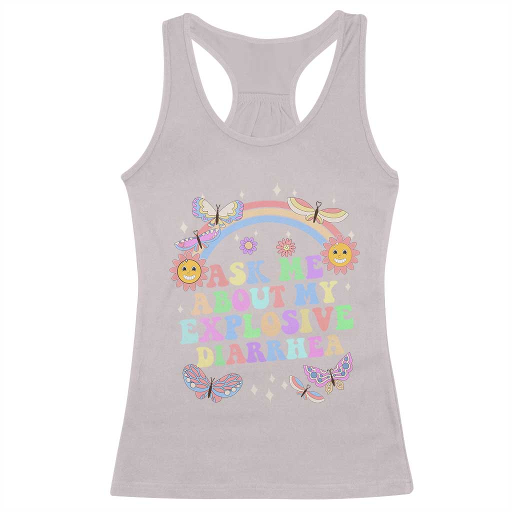 Ask Me About My Explosive Diarrhea Racerback Tank Top Funny Edgy Adult Humor - Wonder Print Shop