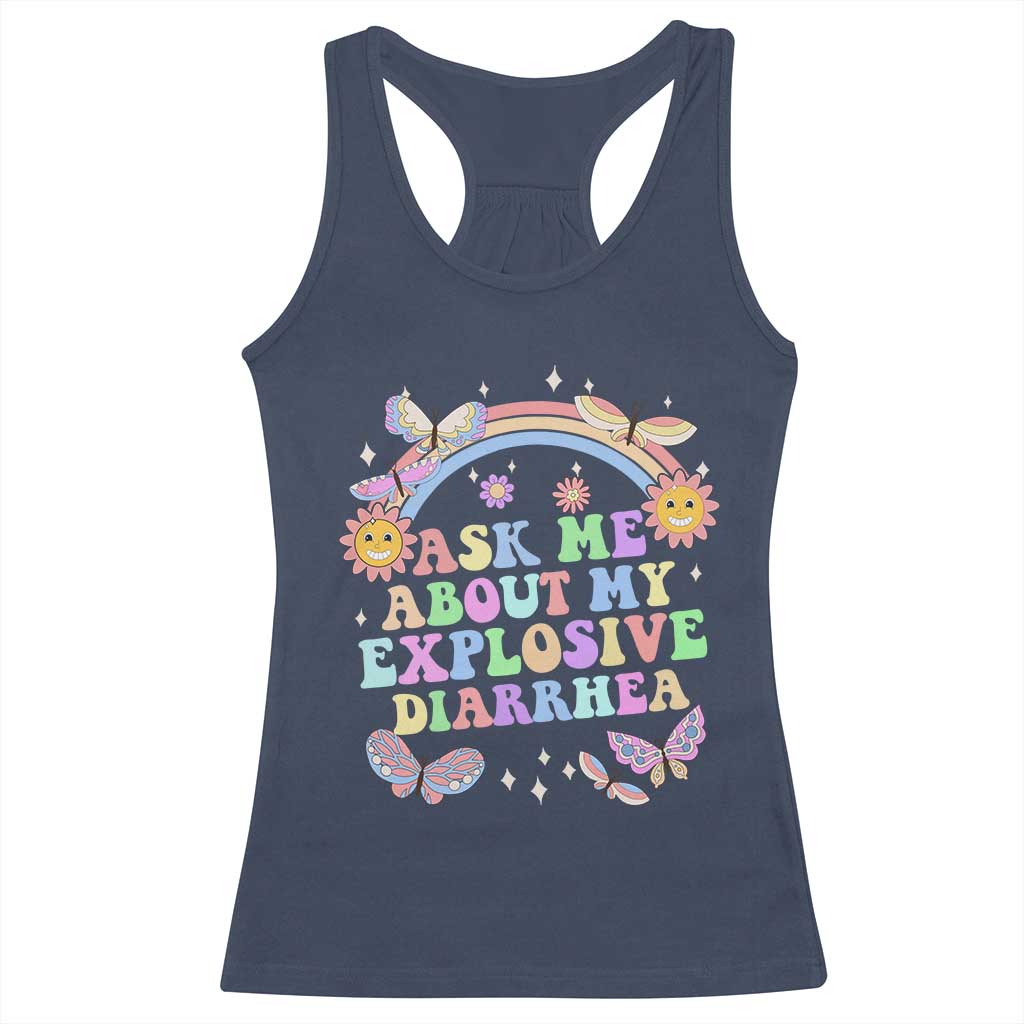Ask Me About My Explosive Diarrhea Racerback Tank Top Funny Edgy Adult Humor - Wonder Print Shop