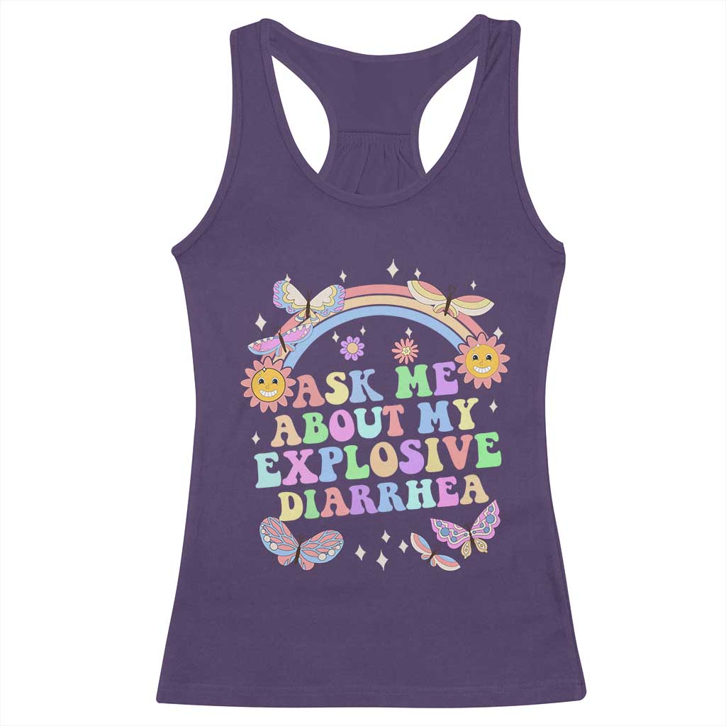 Ask Me About My Explosive Diarrhea Racerback Tank Top Funny Edgy Adult Humor - Wonder Print Shop