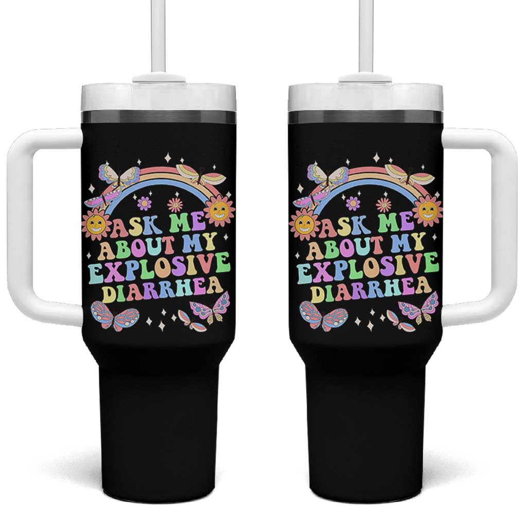 Ask Me About My Explosive Diarrhea Tumbler With Handle Funny Edgy Adult Humor - Wonder Print Shop