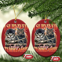 Tummy Ache Survivor Cat Meme Christmas Ornament Funny Saying Cats Bootleg - Wonder Print Shop