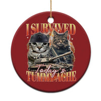 Tummy Ache Survivor Cat Meme Christmas Ornament Funny Saying Cats Bootleg - Wonder Print Shop