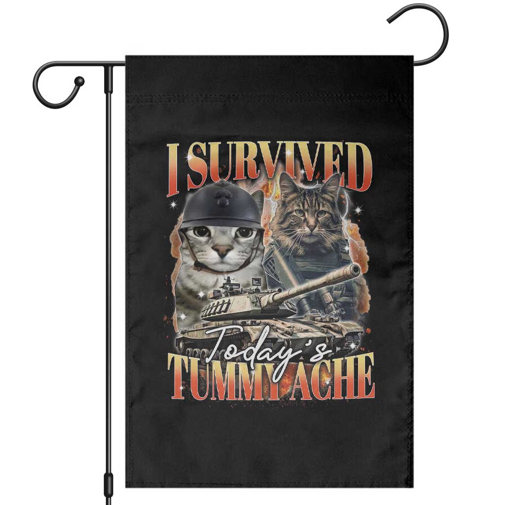 Tummy Ache Survivor Cat Meme Garden Flag Funny Saying Cats Bootleg - Wonder Print Shop