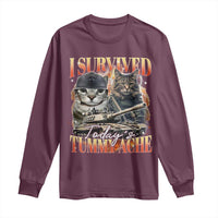 Tummy Ache Survivor Cat Meme Long Sleeve Shirt Funny Saying Cats Bootleg - Wonder Print Shop