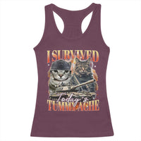 Tummy Ache Survivor Cat Meme Racerback Tank Top Funny Saying Cats Bootleg - Wonder Print Shop