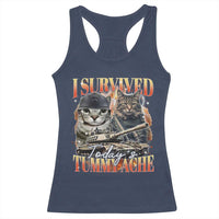 Tummy Ache Survivor Cat Meme Racerback Tank Top Funny Saying Cats Bootleg - Wonder Print Shop