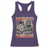 Tummy Ache Survivor Cat Meme Racerback Tank Top Funny Saying Cats Bootleg - Wonder Print Shop