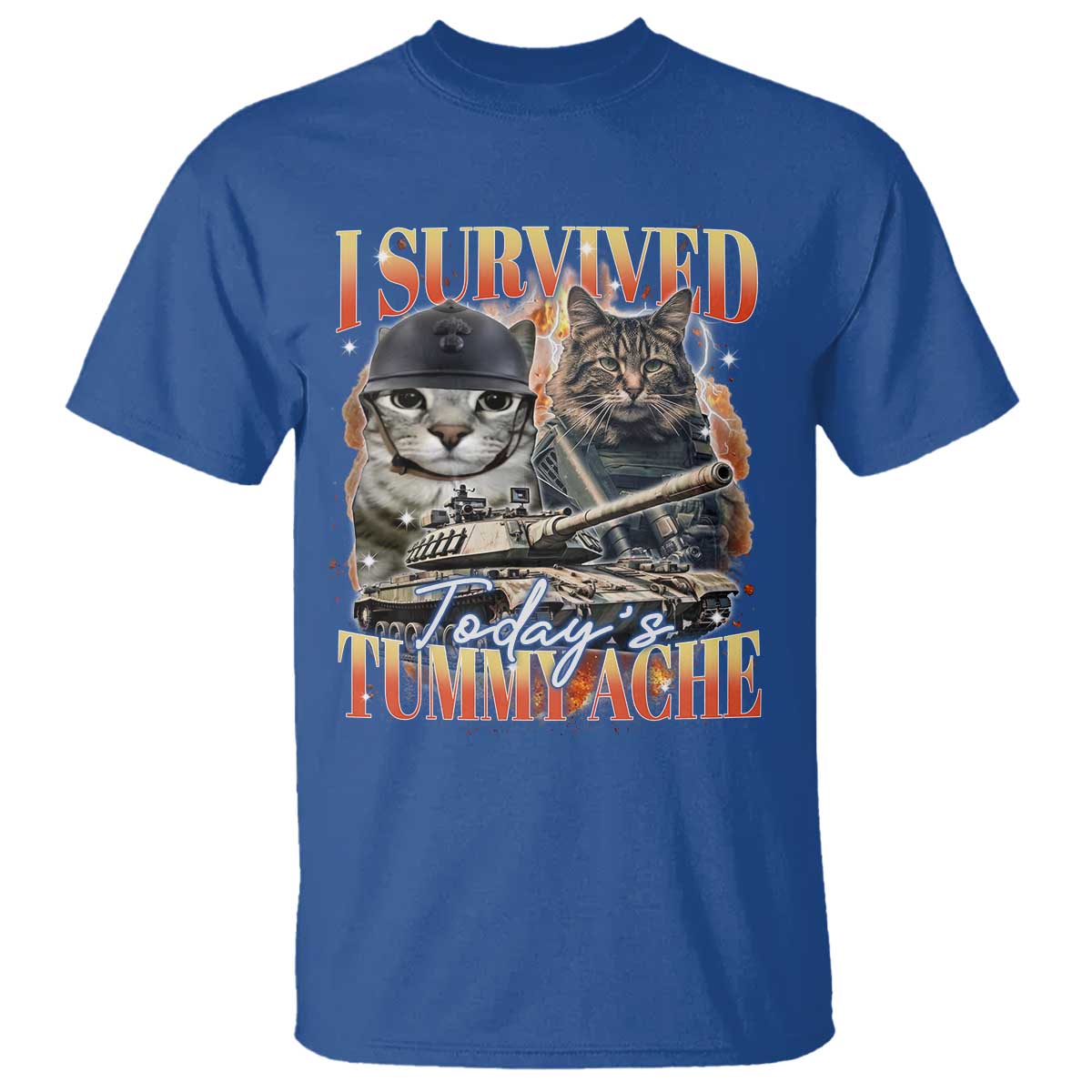 Tummy Ache Survivor Cat Meme T Shirt Funny Saying Cats Bootleg - Wonder Print Shop