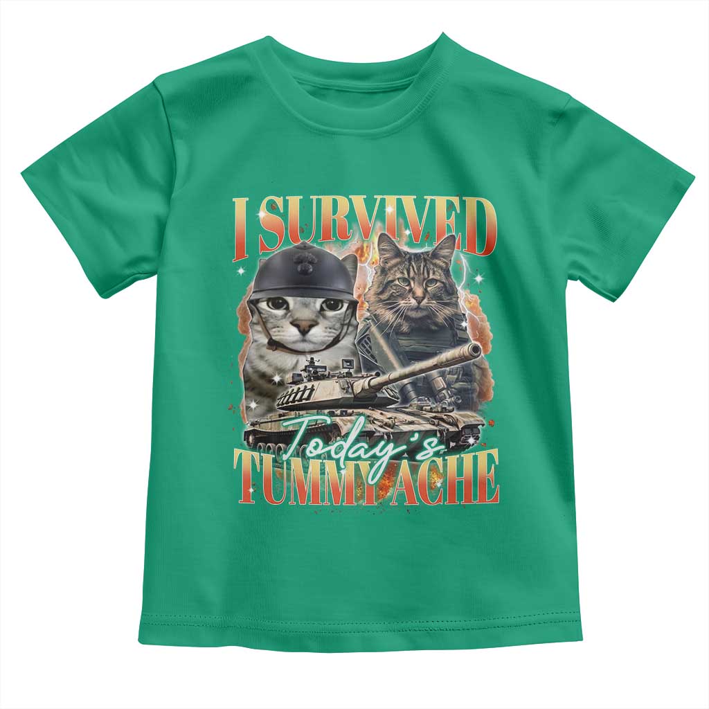 Tummy Ache Survivor Cat Meme Toddler T Shirt Funny Saying Cats Bootleg - Wonder Print Shop