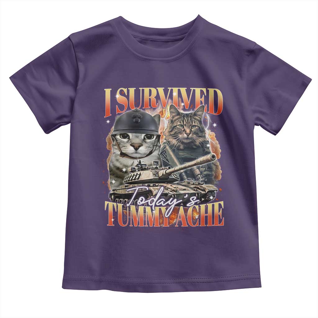 Tummy Ache Survivor Cat Meme Toddler T Shirt Funny Saying Cats Bootleg - Wonder Print Shop
