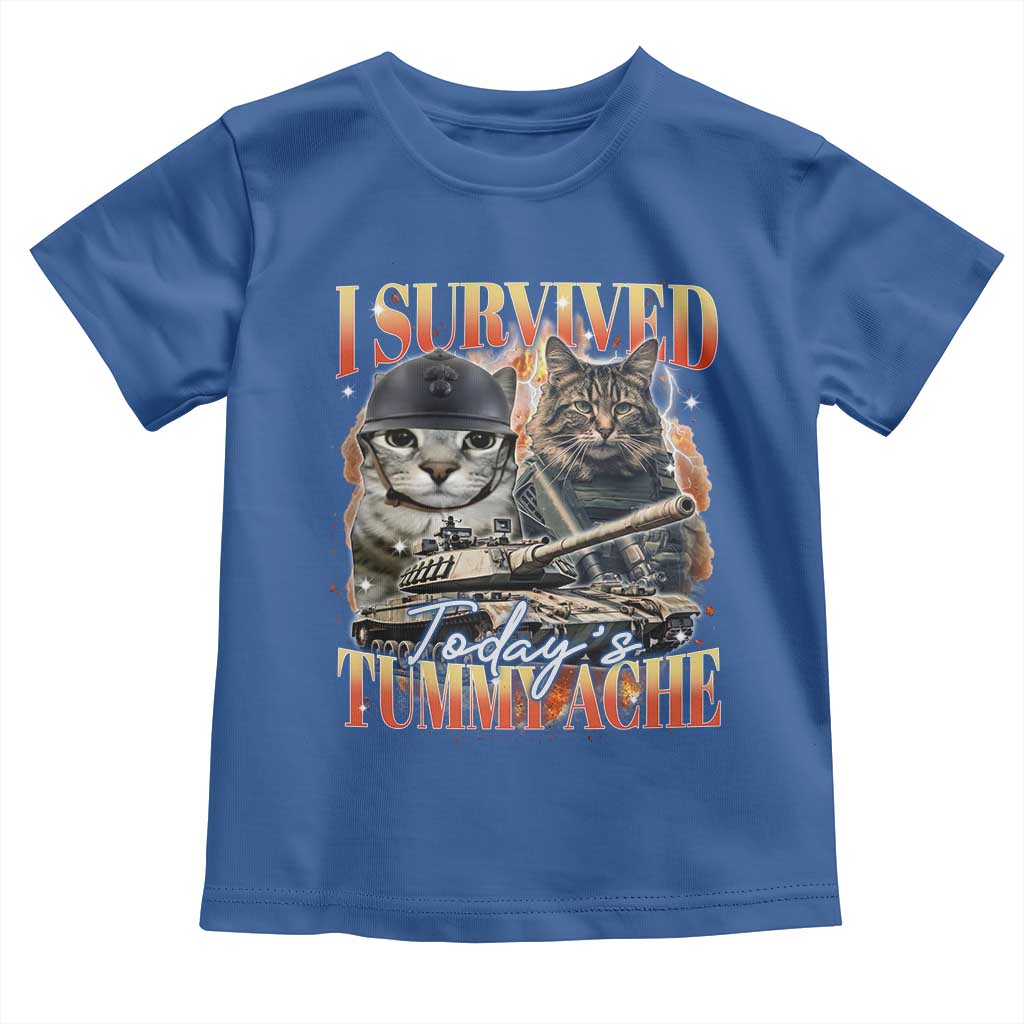 Tummy Ache Survivor Cat Meme Toddler T Shirt Funny Saying Cats Bootleg - Wonder Print Shop