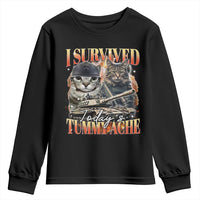 Tummy Ache Survivor Cat Meme Youth Sweatshirt Funny Saying Cats Bootleg - Wonder Print Shop