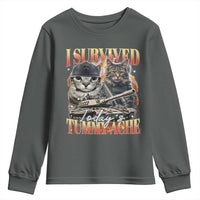 Tummy Ache Survivor Cat Meme Youth Sweatshirt Funny Saying Cats Bootleg - Wonder Print Shop