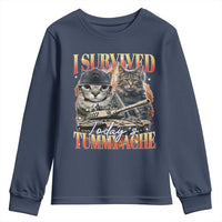 Tummy Ache Survivor Cat Meme Youth Sweatshirt Funny Saying Cats Bootleg - Wonder Print Shop