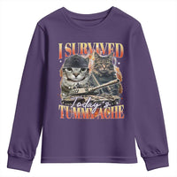 Tummy Ache Survivor Cat Meme Youth Sweatshirt Funny Saying Cats Bootleg - Wonder Print Shop