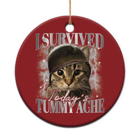 Tummy Ache Survivor Cat Meme Christmas Ornament Funny Saying Cats Cat Bootleg - Wonder Print Shop
