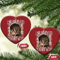 Tummy Ache Survivor Cat Meme Christmas Ornament Funny Saying Cats Cat Bootleg - Wonder Print Shop